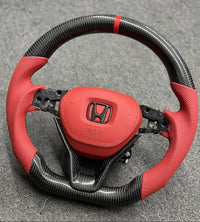 CARBON STEERING WHEEL - HONDA - ACCORD ( 2018 2022 10TH GEN RED LEATHER COMBO)