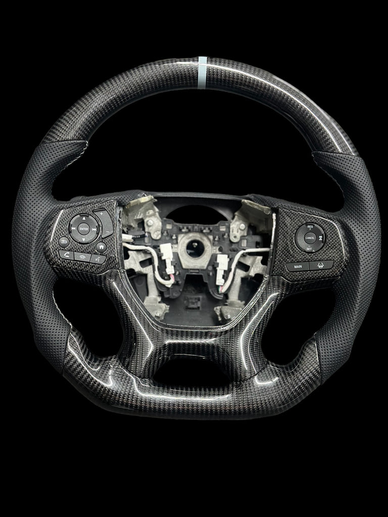 CARBON FIBER STEERING WHEEL - HONDA (Black  Leather) - Odyssey / Pilot