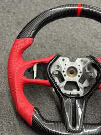 INFINITI Q50 Q60 18 22 REAL CARBON FIBER STEERING WHEEL RED LEATHER