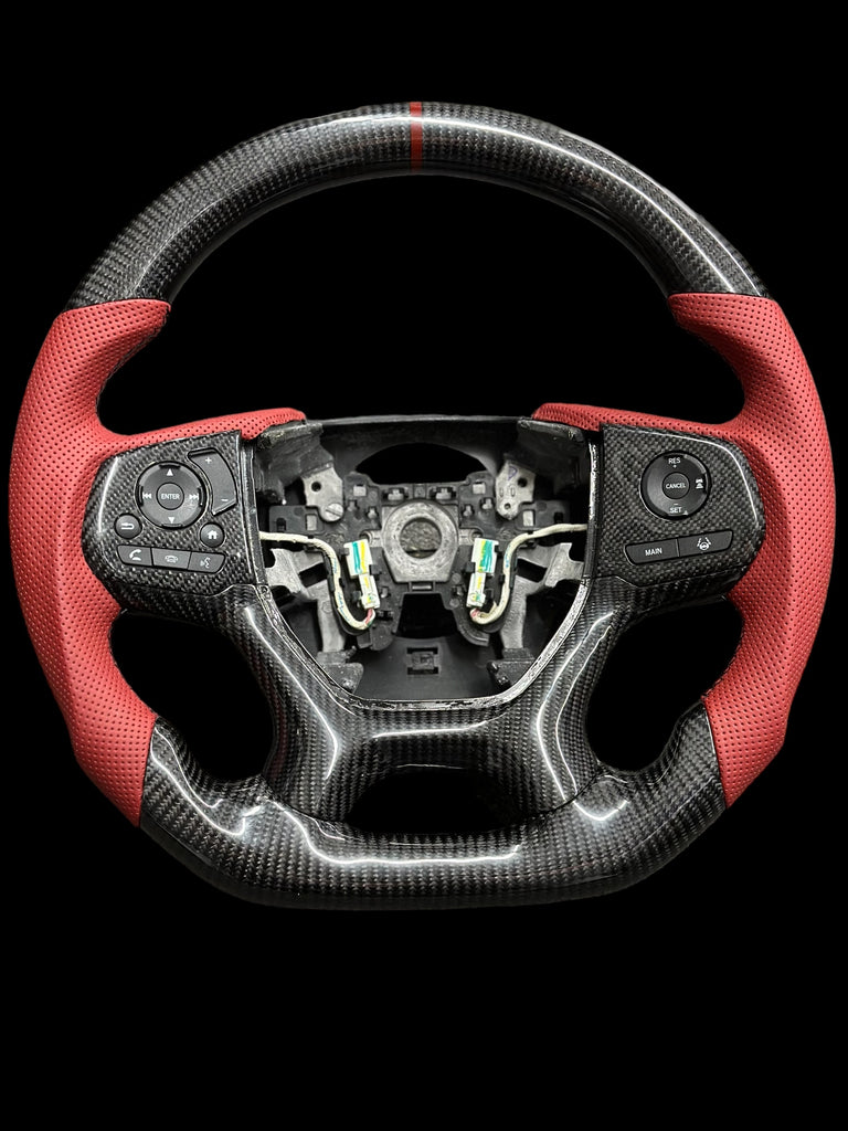 CARBON FIBER STEERING WHEEL - HONDA (Red Leather) - Odyssey / Pilot