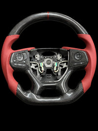 CARBON FIBER STEERING WHEEL - HONDA (Red Leather) - Odyssey / Pilot