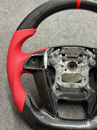 CARBON STEERING WHEEL - HONDA - ACCORD (2008-2012 8th Gen Red Leather)