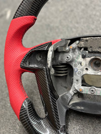 CARBON STEERING WHEEL - HONDA - ACCORD (2008-2012 8th Gen Red Leather)
