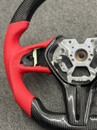 INFINITI Q50 Q60 18 22 REAL CARBON FIBER STEERING WHEEL RED LEATHER