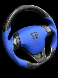 CARBON STEERING WHEEL - HONDA - CRV (2007-2011  BLUE LEATHER)