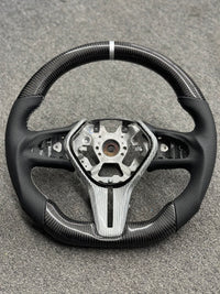 INFINITI Q50 Q60 18 22 REAL CARBON FIBER STEERING WHEEL BLACK LEATHER SILVER TRIM