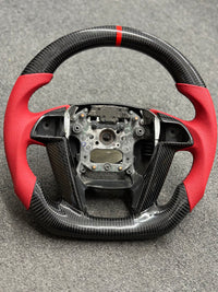 CARBON STEERING WHEEL - HONDA - ACCORD (2008-2012 8th Gen Red Leather)