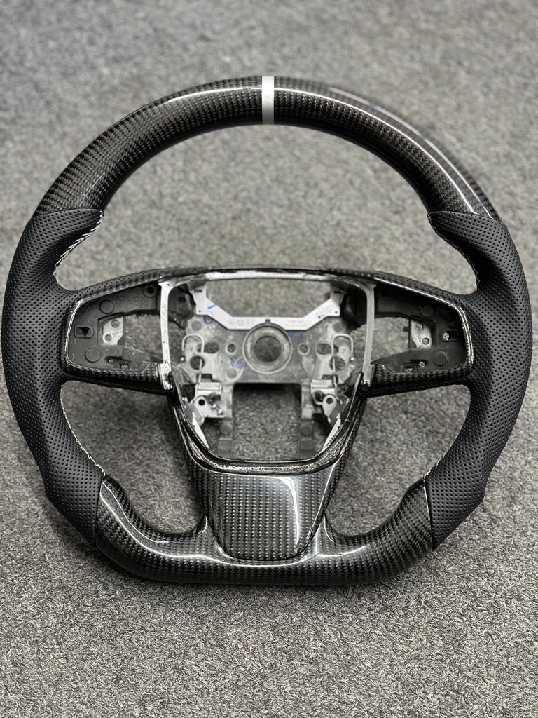 STEERING WHEEL - HONDA - CRV Black Leather Silver line  (2017 2018 Only )