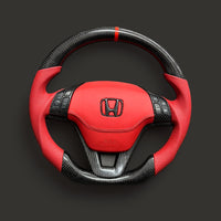 CARBON STEERING WHEEL - HONDA - CRV (2007-2011  RED LEATHER)