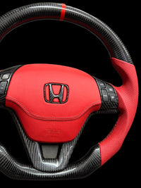 CARBON STEERING WHEEL - HONDA - CRV (2007-2011  RED LEATHER)