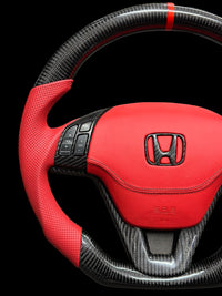 CARBON STEERING WHEEL - HONDA - CRV (2007-2011  RED LEATHER)