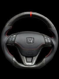 CARBON STEERING WHEEL - HONDA - CRV (2007-2011  BLACK LEATHER RED ACCENTS )