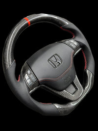 CARBON STEERING WHEEL - HONDA - CRV (2007-2011  BLACK LEATHER RED ACCENTS )