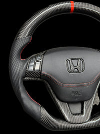 CARBON STEERING WHEEL - HONDA - CRV (2007-2011  BLACK LEATHER RED ACCENTS )