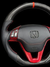 CARBON STEERING WHEEL - HONDA - CRV (2007-2011  BLACK LEATHER RED TRIM )