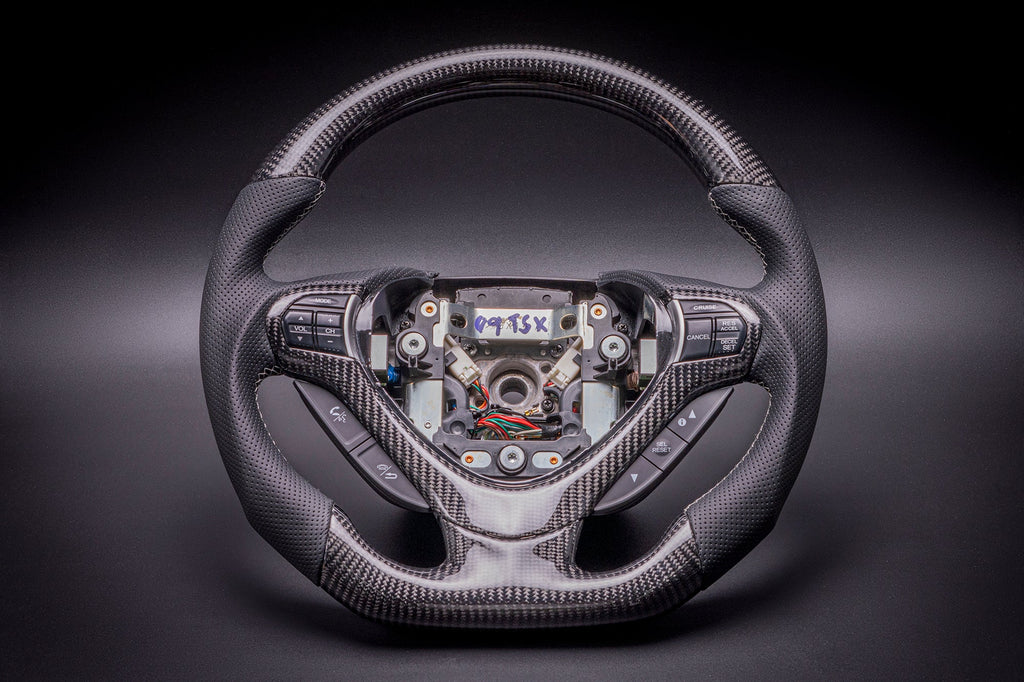 CARBON STEERING WHEEL - ACURA - TSX (2009-2014 FULL BLACK)
